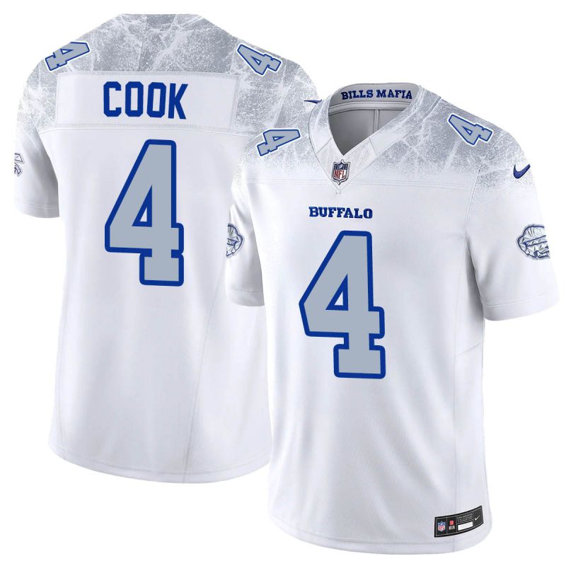 Men Buffalo Bills 4 Cook Nike White 2025 Rivalries Collection Limited NFL Jersey
